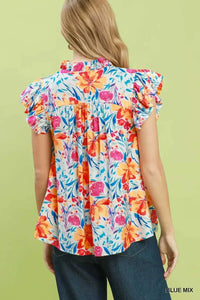 Umgee Smocked Yoke Ruffle Sleeve Floral Blouse 100100164031720 51 Affordable Fashion Under $100 Jerry's Apparel 