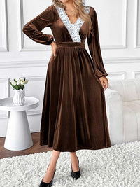 Velvet A-Line Dress with Lace Trim 100100822255548 50 Affordable Fashion Under $100 Jerry's Apparel 