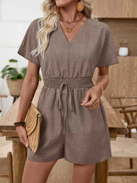V-Neck Drawstring Waist Romper 100100584111761 32 Affordable Fashion Under $100 Jerry's Apparel 