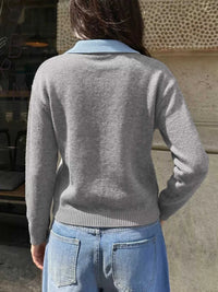 Contrast Collar Dropped Shoulder Sweater 100100912330105 43 Affordable Fashion Under $100 Jerry's Apparel 