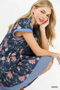 Umgee Floral Contrast Trim Ruffle Hem Mini Dress 100100092951620 66 Affordable Fashion Under $100 Jerry's Apparel 