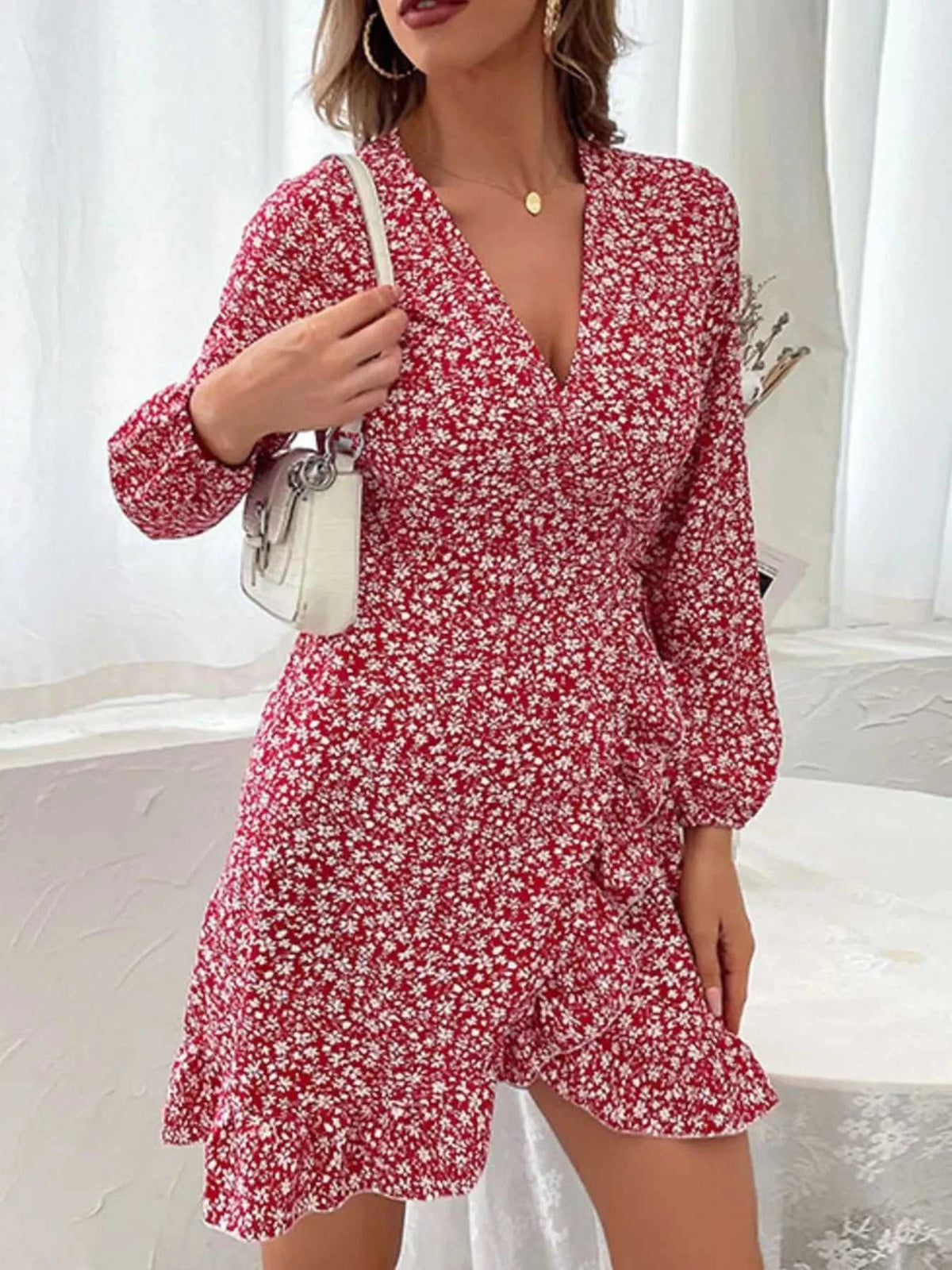 Floral Print Wrap Mini Dress 100100957505709 39 Gifts for Her Jerry's Apparel 