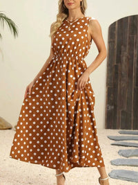 Polka Dot Round Neck Sleeveless Midi Dress 100100597597604 26 Affordable Fashion Under $100 Jerry's Apparel 