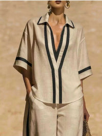 Full Size Contrast Trim Top and Pants Set Plus Size 100100614502241 43 Affordable Fashion Under $100 Jerry's Apparel 