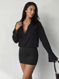 Button Front Flounce Sleeve Bodycon Shirt Dress 101001664786190 49 Affordable Fashion Under $100 Jerry's Apparel 