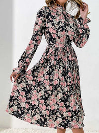 Floral Print Long Sleeve Pleated Midi Dress 100100269493915 46 Women's Midi Dress Affordable Boutique Dresses Under $50 Jerry's Apparel 