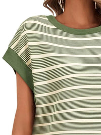Striped Round Neck Casual T-Shirt