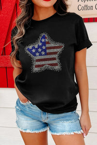 Star Round Neck Short Sleeve T-Shirt