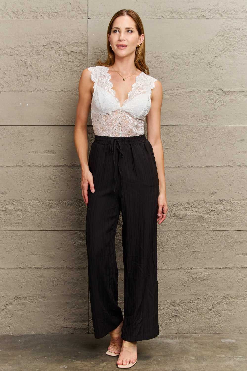 Perfee Lace Detail Plunge Neck Sleeveless Bodysuit 100101812426029 26 Affordable Fashion Under $100 Jerry's Apparel 