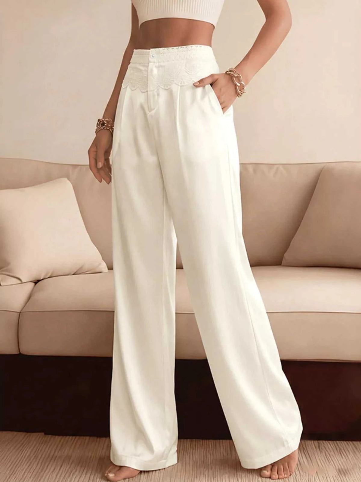 Lace Waist Wide Leg Pants 100100659257154 37 Affordable Fashion Under $100 Jerry's Apparel 