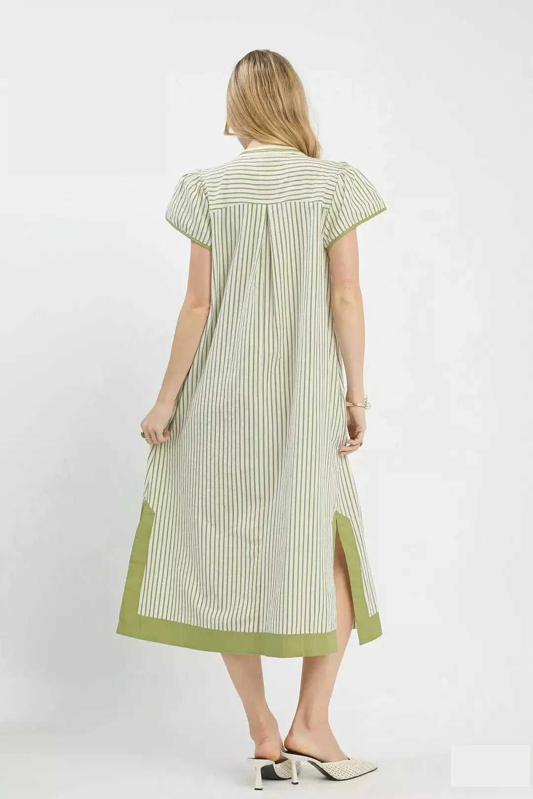 Umgee Stripe Midi Dress with Lace Trim 100100319141065 62 Affordable Fashion Under $100 Jerry's Apparel 
