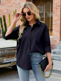 Lovelet Button Up Collared Neck Long Sleeve Shirt