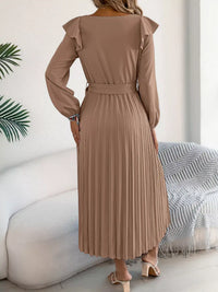 Ruffled Pleated Midi Dress with Waist Tie 101001197851740 44 Affordable Fashion Under $100 Jerry's Apparel 