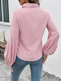 Striped Balloon Sleeve Button-Up Shirt 100100399150102 57 Affordable Fashion Under $100 Jerry's Apparel 