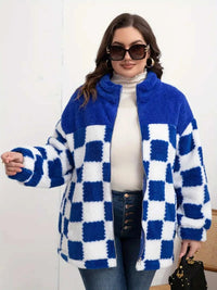 Checkered Fleece Oversized Zip Up Jacket 100100289964884 52 Affordable Fashion Under $100 Jerry's Apparel 