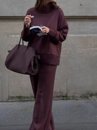 Dropped Shoulder Sweatshirt and Wide-Leg Pants Set 101001428270125 78 Gifts for Her Jerry's Apparel 
