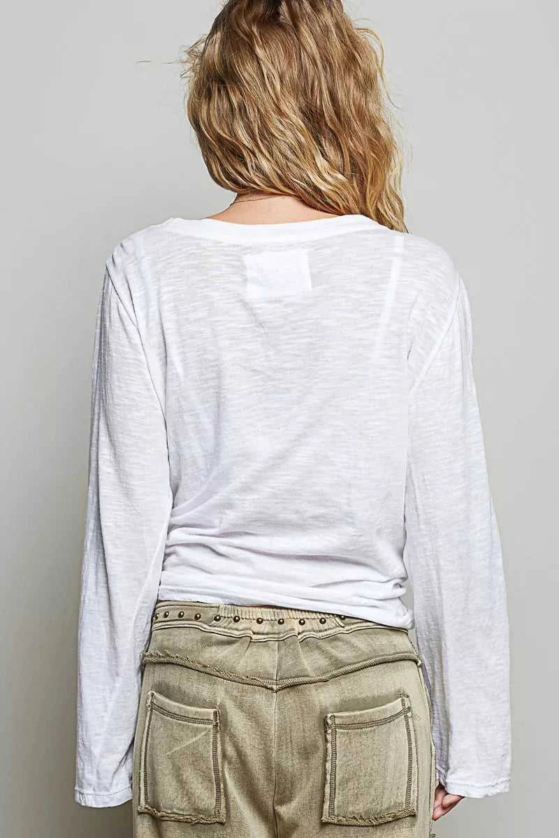 POL Contrast Hand-Stitch V-Neck Lightweight Knit Long Sleeve Top 100100786331083 43 Affordable Fashion Under $100 Jerry's Apparel 