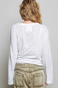 POL Contrast Hand-Stitch V-Neck Lightweight Knit Long Sleeve Top 100100786331083 43 Affordable Fashion Under $100 Jerry's Apparel 