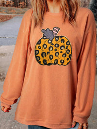 Halloween Leopard Pumpkin Patchwork Ribbed Sweatshirt 101001373546441 40 Affordable Fashion Under $100 Jerry's Apparel 