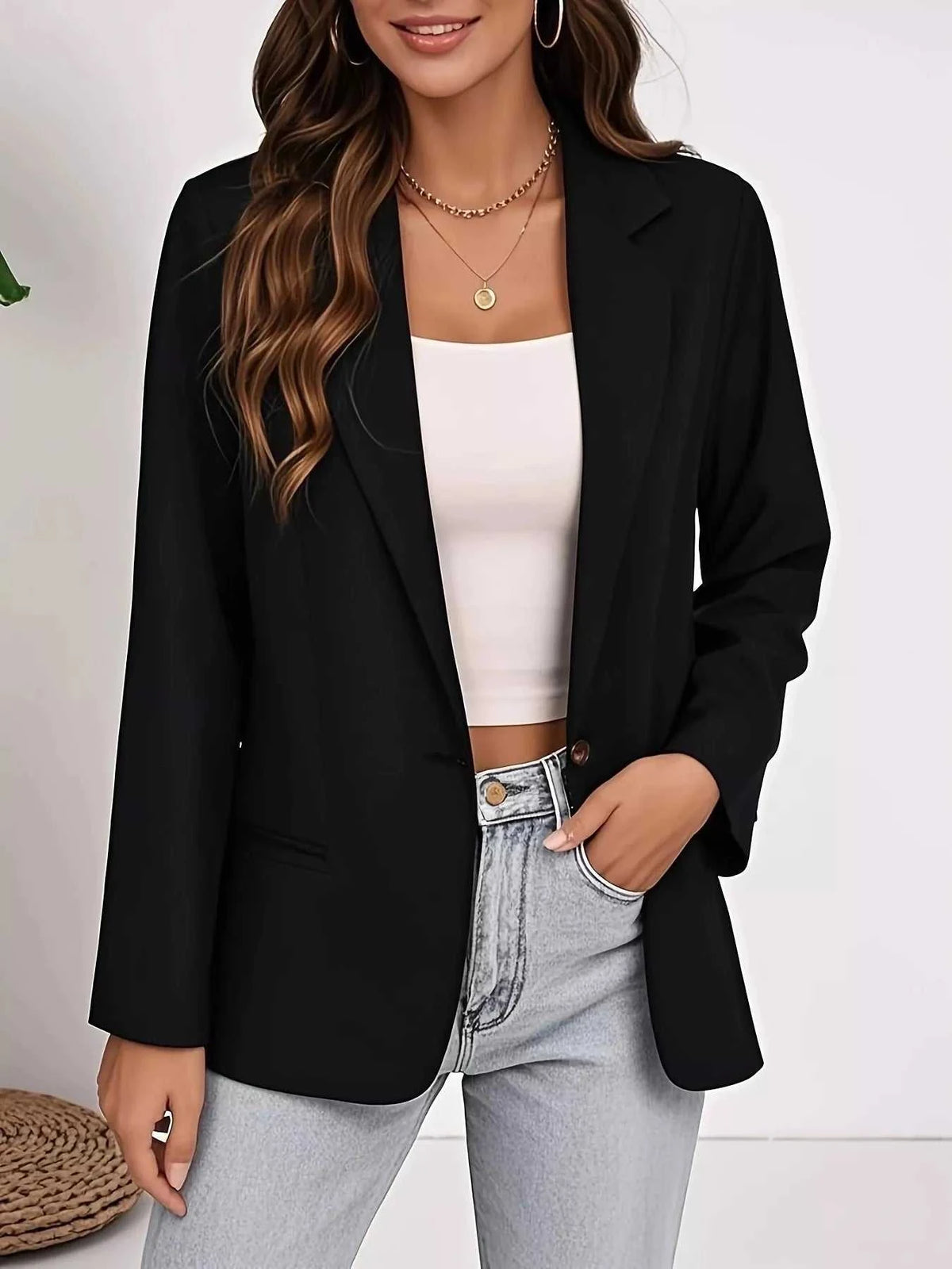 Plus Size Lapel Collar Single-Button Blazer 100100166280160 48 Affordable Fashion Under $100 Jerry's Apparel 