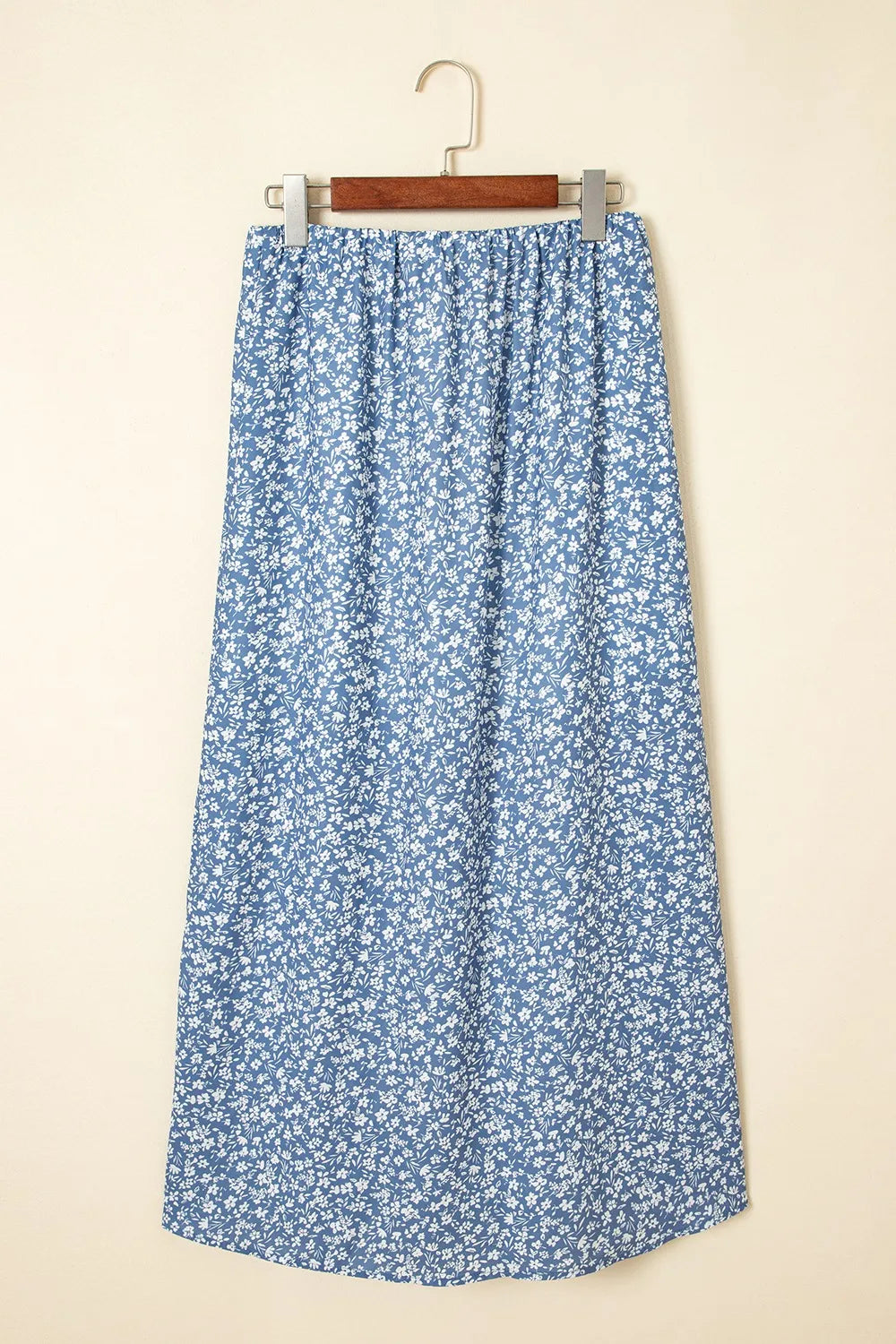 Boho Floral High Waist Skirt with Side Split