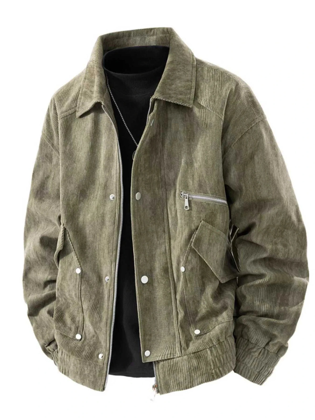 Men's Plus Size Casual Corduroy Snap-Down Jacket 100400200786678 79 Affordable Fashion Under $100 Jerry's Apparel 