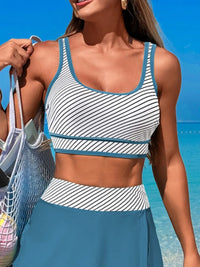 Scoop Neck Top and Skort Swim Set