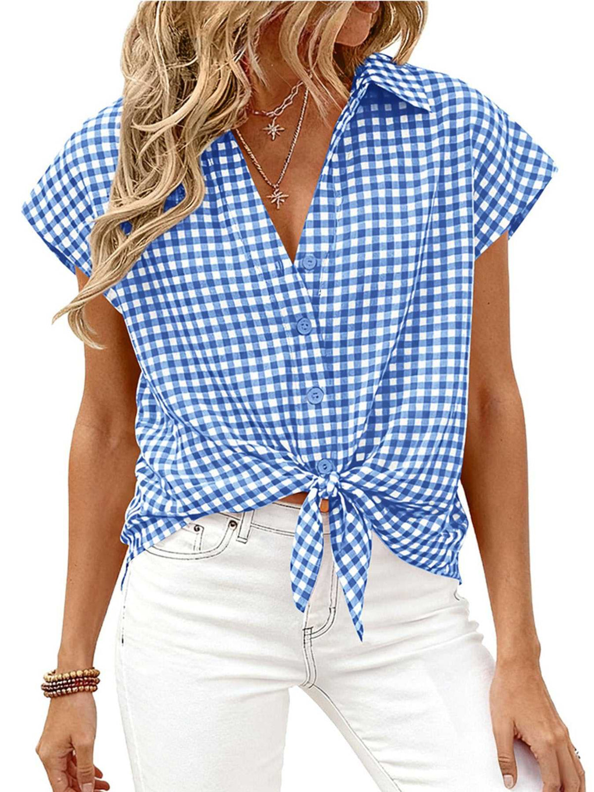 Gingham Print Button-Down Shirt 100100535526342 33 Affordable Fashion Under $100 Jerry's Apparel 