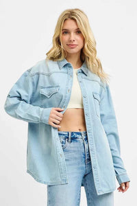 RISEN Western Yoke Style Relaxed Fit Denim Shirts 100100509961679 56 Affordable Fashion Under $100 Jerry's Apparel 