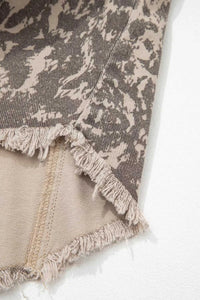 Abstract Print Long Sleeve Collar Raw Hem Denim Jacket 101003437845600 105 SYNZ Brand Collection Jerry's Apparel 
