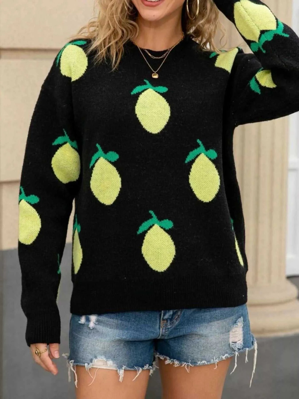 Lemon Crew Neck Round Neck Sweater 100100091974343 47 Affordable Fashion Under $100 Jerry's Apparel 