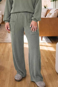 Plus Size Twisted Ribbed Exposed Seam Detail V Neck Top and Pants Set 101004453932387 74 Affordable Fashion Under $100 Jerry's Apparel 