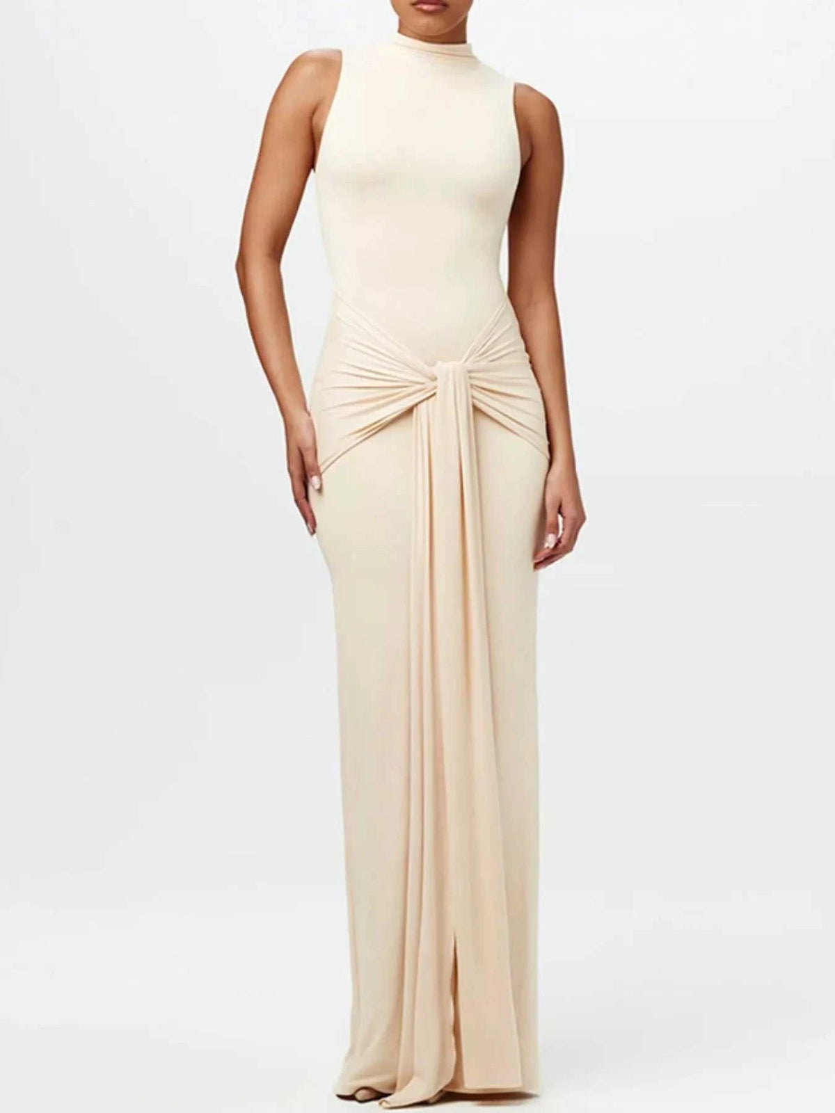 Sleeveless Mock Neck Knot Front Maxi Dress 100100133371526 32 Affordable Fashion Under $100 Jerry's Apparel 
