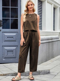 Plaid Sleeveless Top and Pants Set 100100045523661 39 Affordable Fashion Under $100 Jerry's Apparel 