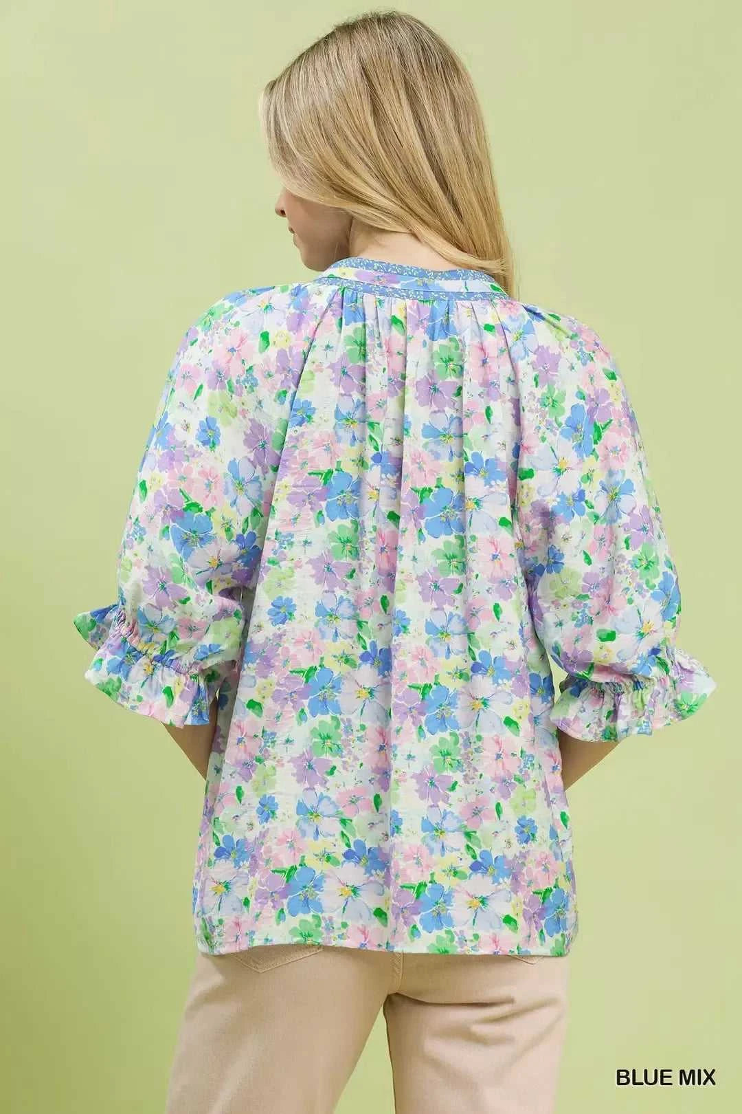 Umgee Mix Floral Print Ruffle Top 100100938711779 51 Affordable Fashion Under $100 Jerry's Apparel 