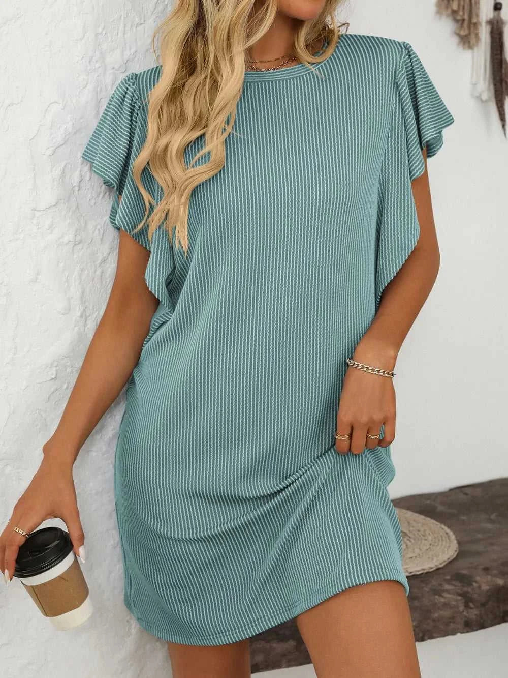 Mandy Ruffled Round Neck Short Sleeve Dress 100100862091074 26 Affordable Fashion Under $100 Jerry's Apparel 