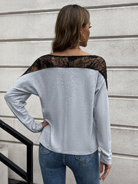 Lace Long Sleeve Round Neck Tee