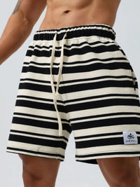 Men's Plus Size Drawstring Striped Shorts