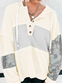 Waffle Knit Striped Drawstring Hoodie 100100091731015 44 Affordable Fashion Under $100 Jerry's Apparel 