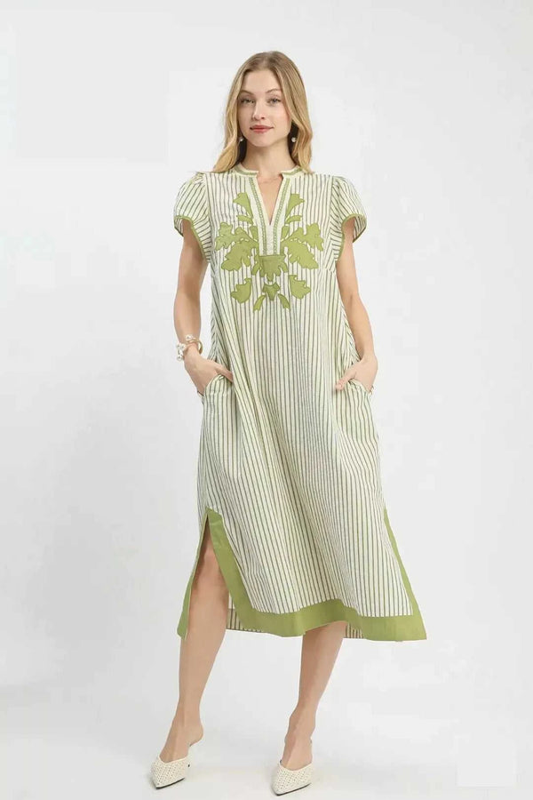Umgee Stripe Midi Dress with Lace Trim 100100319141065 62 Affordable Fashion Under $100 Jerry's Apparel 
