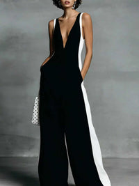 Contrast Trim V-Neck Sleeveless Jumpsuit 101001943671189 38 Affordable Fashion Under $100 Jerry's Apparel 