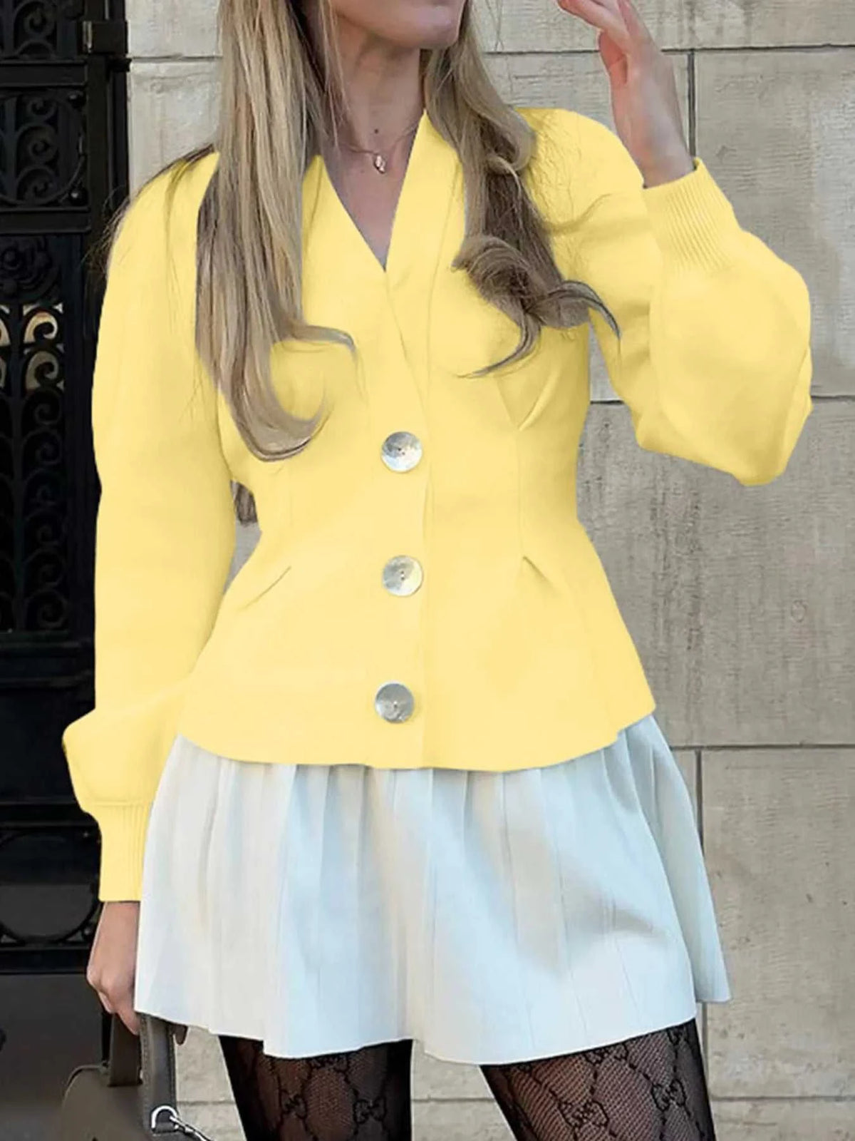 Button-Up V-Neck Knit Cardigan 100100369004478 59 Women's Sweaters and Knitwear Jerry's Apparel 