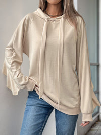 Perfee Drawstring Ruffled Long Sleeve Hoodie