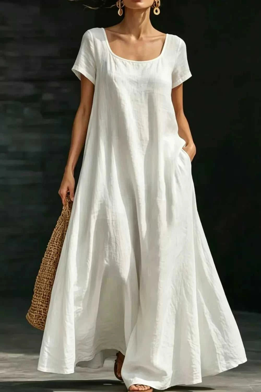 Full Size Casual Loose Short Sleeve Maxi Dress Plus Size 100100328741968 27 Gifts for Her Jerry's Apparel 