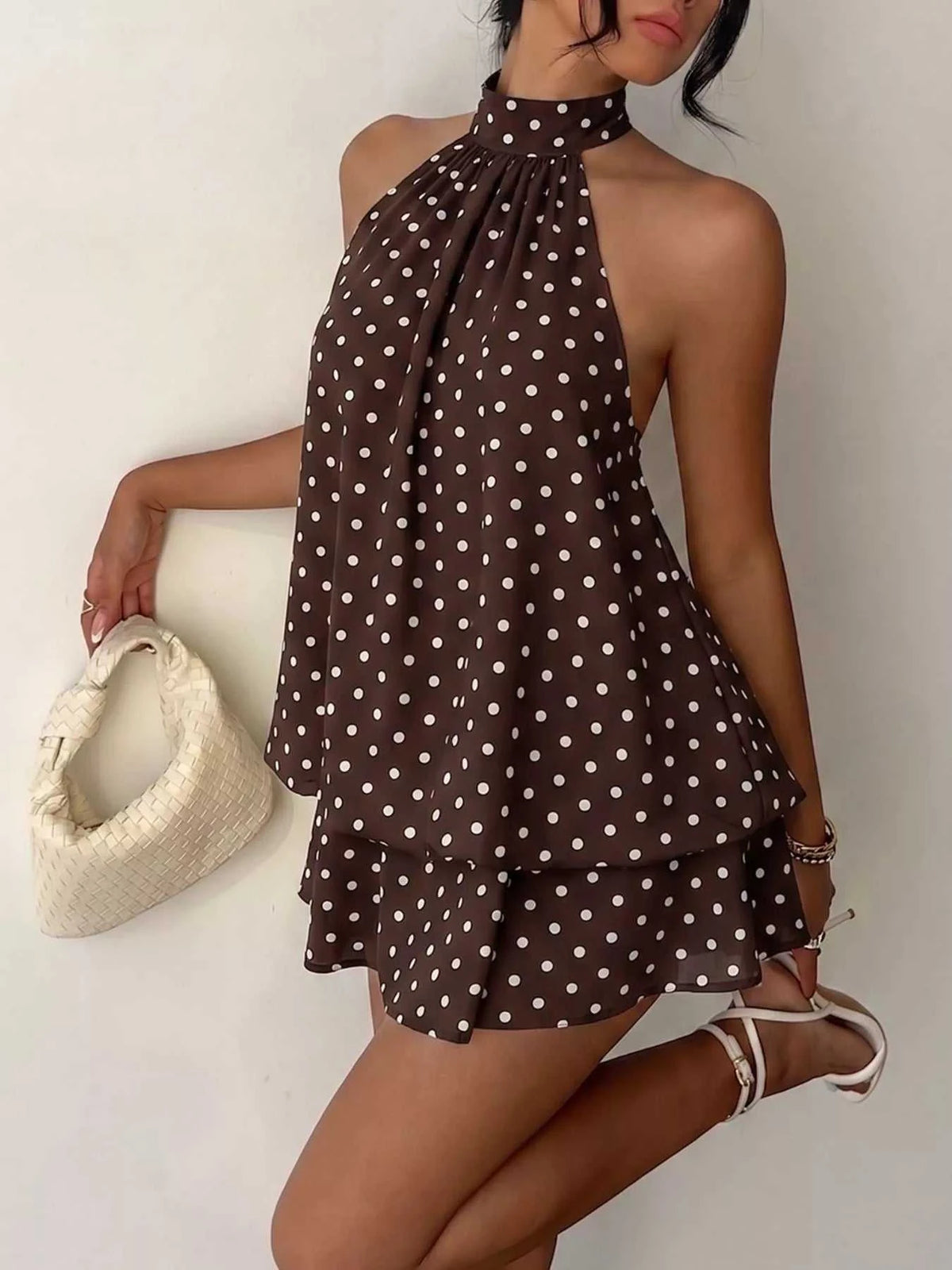 Polka Dot Halter Neck Mini Dress 100100230161229 32 Affordable Fashion Under $100 Jerry's Apparel 