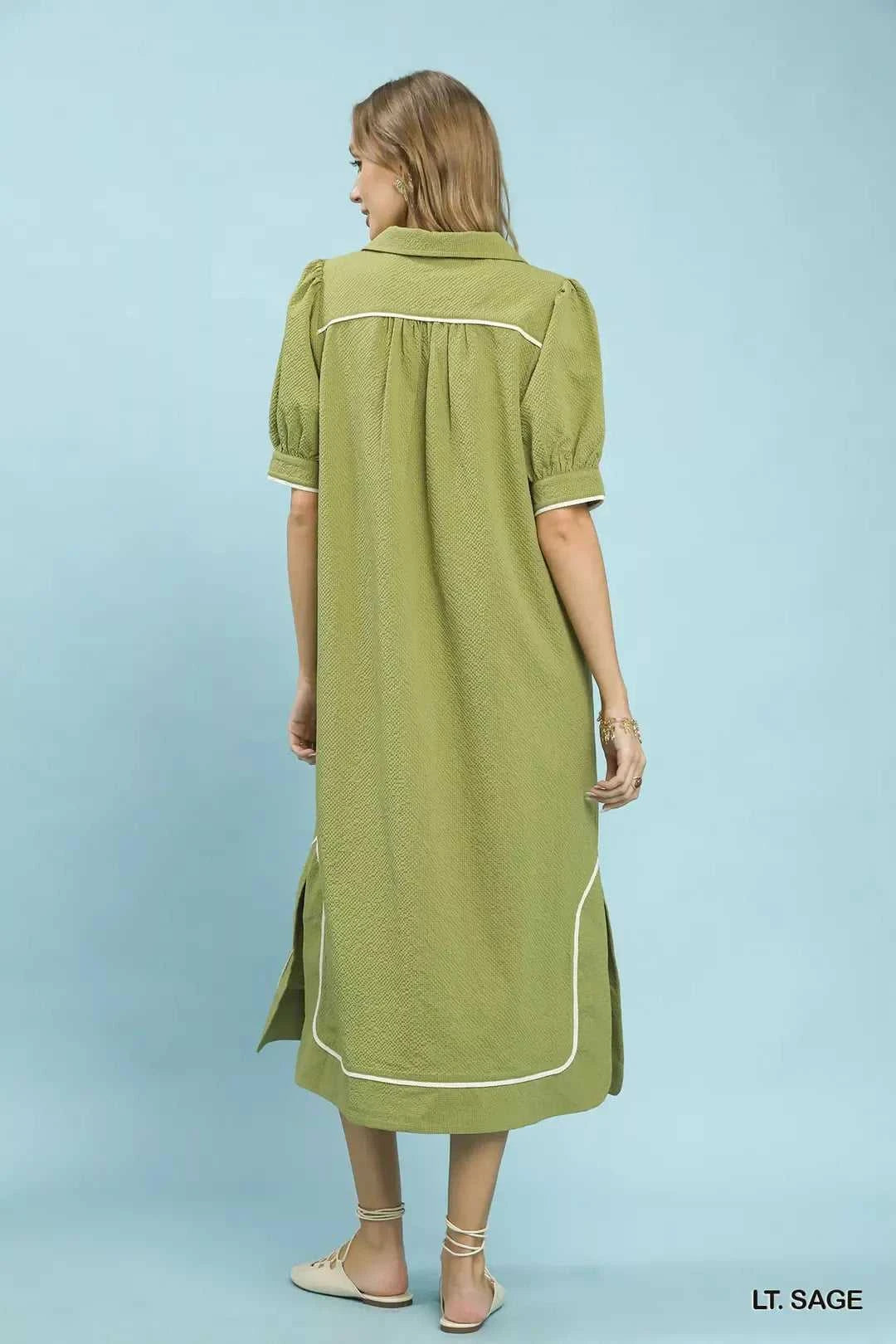 Umgee Seersucker Midi Dress with Contrast Trim 100100121281901 57 Affordable Fashion Under $100 Jerry's Apparel 