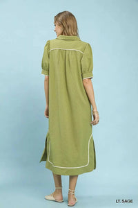 Umgee Seersucker Midi Dress with Contrast Trim 100100121281901 57 Affordable Fashion Under $100 Jerry's Apparel 
