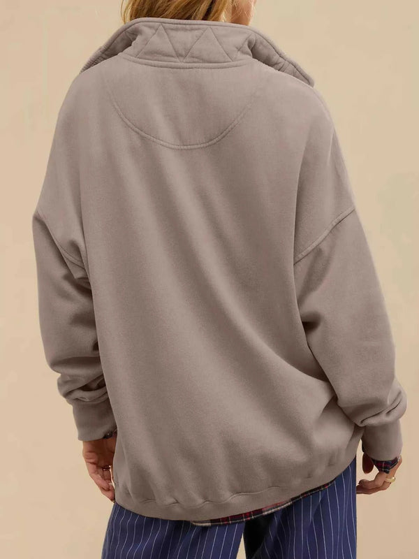 Half Snap Dropped Shoulder Sweatshirt 101001609128618 65 Affordable Fashion Under $100 Jerry's Apparel 