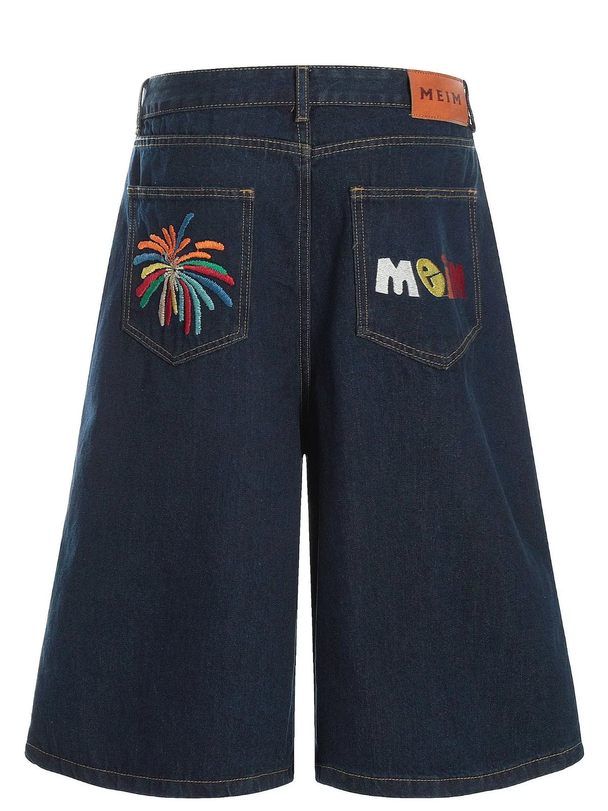 Men's Wide Leg Wash Denim Shorts