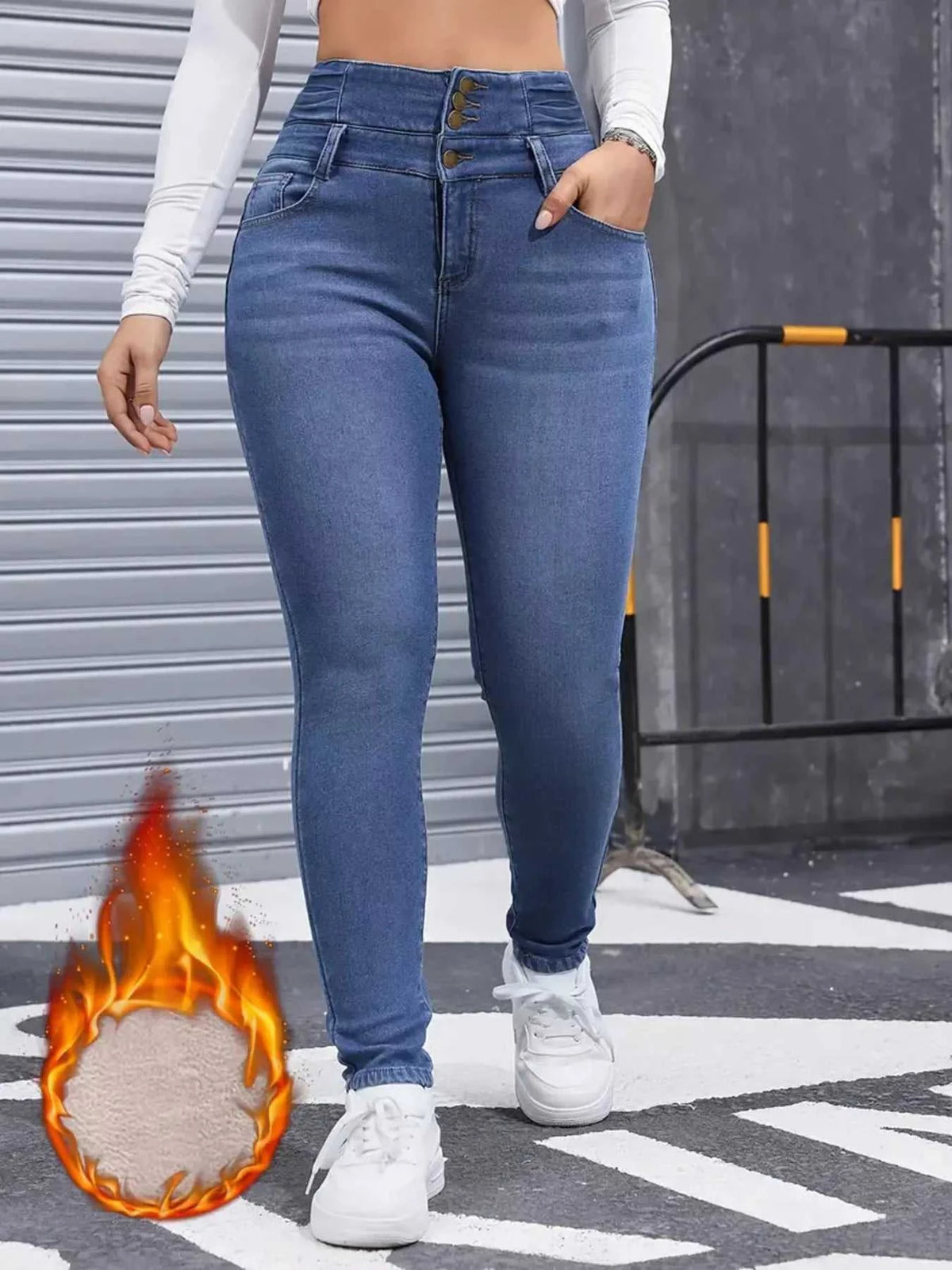 High-Waisted Slim Fit Fleece-Lined Jeans 100100139081969 57 Affordable Fashion Under $100 Jerry's Apparel 